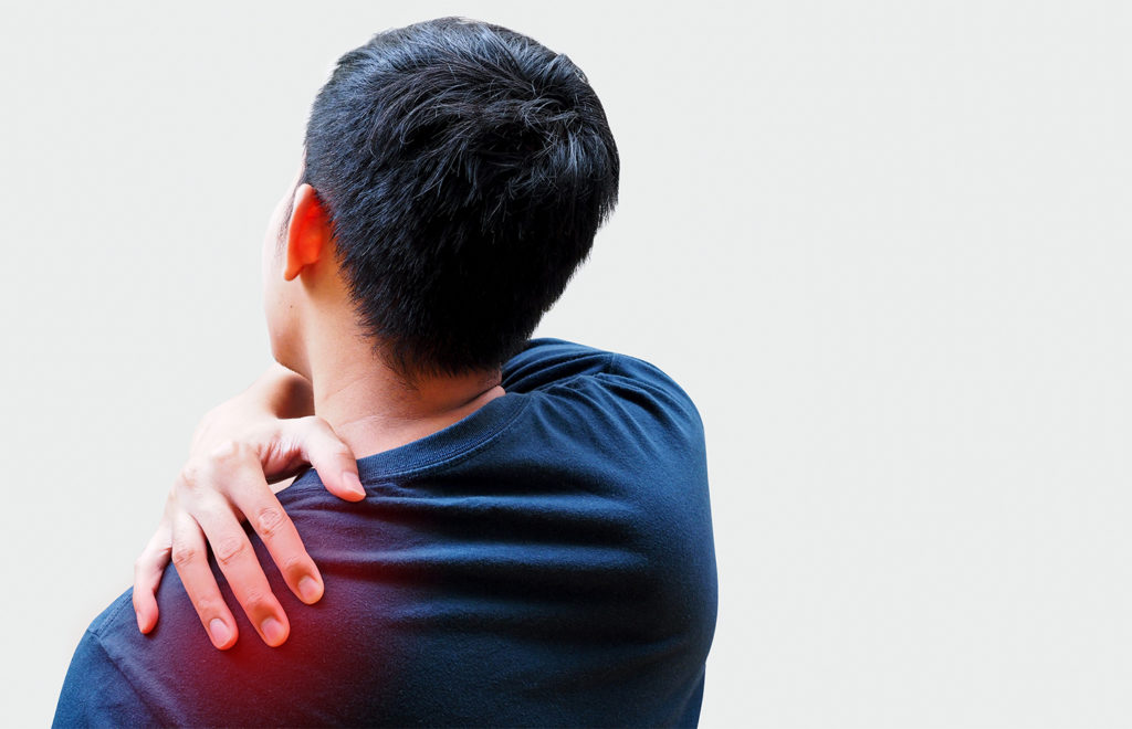 man having a shoulder pain